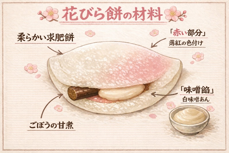 花びら餅の材料